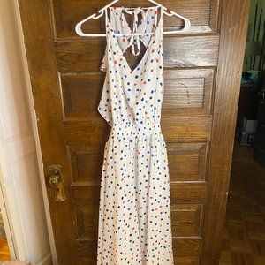 White Polka Dot Tie Back Dress Molly Bracken Size S